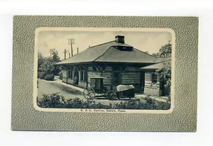 Postal de Natick MA 1918, estación de ferrocarril, manta a caballo, Harry es cabo - Imagen 1 de 3