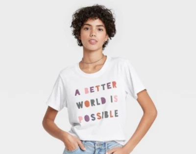 Camiseta gráfica A Better World is Possible para mujer - Varias tallas - Blanca - S659 Foto 1 de 3