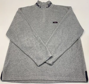 Tommy Hilfiger Mens Sz XL Pullover Gray Fleece Mock Neck 1/4 Zip Spell Out Logo - Picture 1 of 7