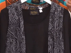Bob Mackie Womens 3X Sheer Printed Vest & Short Sleeve T Shirt Set Gray NWT - Picture 1 of 4
