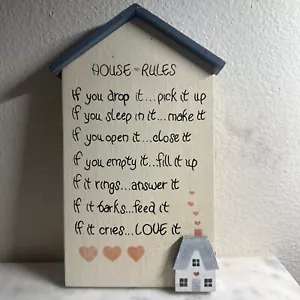 Vintage House Rules Wooden Sign - Picture 1 of 7