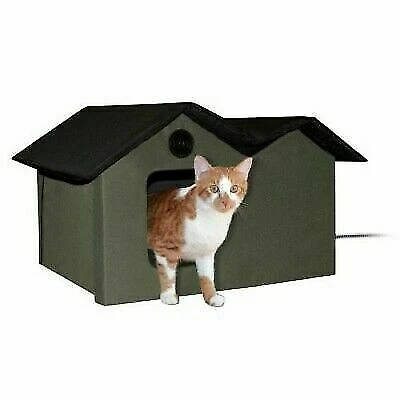 K&H Pet Products 3973 Heated Cat Shelter - Olive