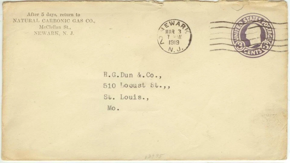 1919 Newark New Jersey Natural Carbonic Gas Co (used in fire grenades) - Image 1 of 1