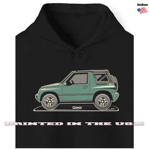 DigiRods Geo Tracker Classic Model Year Cartoon Car Black Hoodie Sweatshirt - Picture 1 of 6