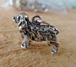 Dije de Perro Cocker Spaniel Sólido Plata Esterlina 3D 12x15 mm 3.5 gramos - Imagen 1 de 9