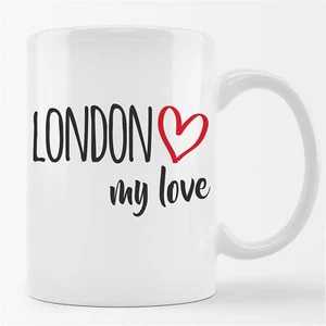 Kaffeetasse London my love Keramik Tasse Weiß Geschenkidee Souvenir Präsent Wich - Bild 1 von 7