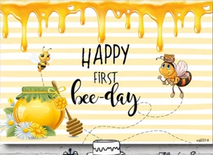 BEE HONEY PERSONALISED 1ST FIRST BIRTHDAY PARTY BANNER BACKDROP DECORATION - Bild 1 von 4