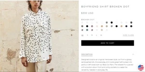 SILK LAUNDRY BOYFRIEND SHIRT BROKEN DOT Size XS White - Picture 1 of 11