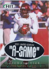 * MICHAEL VICK * 2001 SAGE HIT A-GAME LIMITED EDITION ROOKIE RC # 142/600