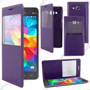 Housse Etui S View PU Cuir Violet Galaxy Grand Prime Value Edition G531F - Photo 1 sur 1