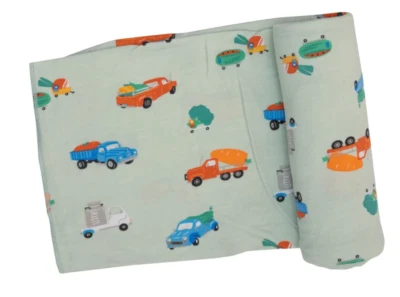 Angel Dear Baby Boy County Fair Truck Winner Swaddle Blanket 45" x 45" NEW - Image 1 of 2