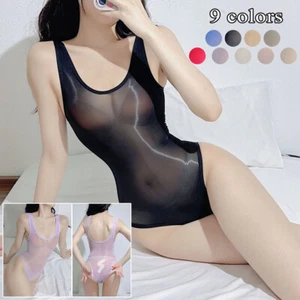 5 Farben Sexy Damen glänzend transparent Body Dessous Bodystocking Babydoll Nachtwäsche - Bild 1 von 17