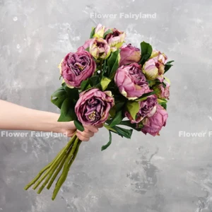 Dried Look Peony with Bud - Purple | Artificial Flower | Home Decoration | Gifts - Picture 1 of 7