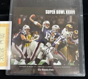 Foto Tom Brady autografata New England Patriots 10x10 BOSTON GLOBE AUTENTICA - Foto 1 di 3