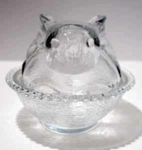 Indiana Glass Bunny on Nest Crystal Candy Dish Made in USA Box Rabbit Easter - Picture 1 of 12