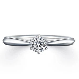 Anillo de diamantes de corte redondo de 0,55 quilates cultivado en laboratorio certificado oro blanco de 14 quilates 4 5 6 - Imagen 1 de 9