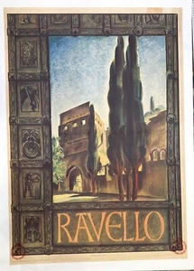 Seltenes italienisches Reiseplakat Ravello von Publio Morbiducci 1933 für Enit Railways - Bild 1 von 8