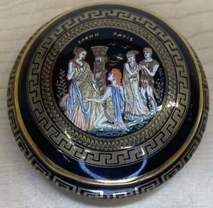Aphrodite Goddess Porcelain Black w/24k Gold Trim Trinket Jewelry Box - Picture 1 of 6
