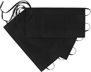 3 Pack Waist Aprons with 3 Pockets Waitress Server Waiter Half Short, Black - Picture 1 of 12