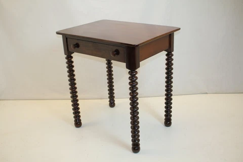 American Victorian Side Console Hall Work Table w/ Drawer on  Legs Cover