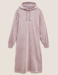 MARKS AND SPENCER PINK FLEECE LOUNGE WEAR NIGHT DRESS UK 18 BROWN HAZE  BNWT