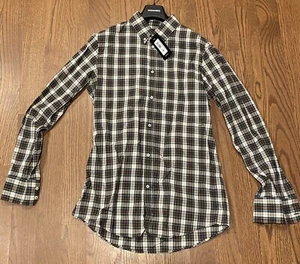 $505 Mens DSquared2 Checkered Button Down Shirt Brown/Green/White 48 US 38 - Picture 1 of 10