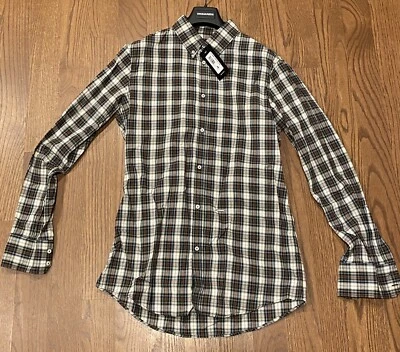 $505 Mens DSquared2 Checkered Button Down Shirt Brown/Green/White 48 US 38 - Image 1 of 4
