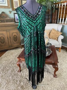 Babeyond Women's Flapper 1920s V Neck Beaded Fringed Great Gatsby Dress 3X Large - Picture 1 of 7