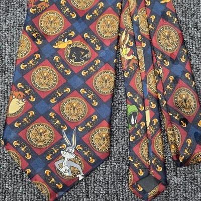 Винтажный галстук Looney Tunes Tie Bugs кролик Таз Марвин марсианский мультфильм красный синий галстук - Изображение 1 из 4