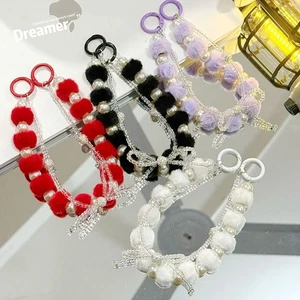 Solid Color Bag Pendant Keychain Plush Phone Charm Rope New Phone Lanyard - Photo 1 sur 19