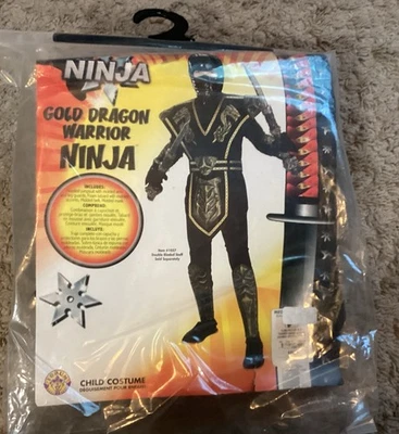  Disfraz de Guerrero Dragón Dorado Ninja Niños M 8-10 Halloween Nuevo Foro Foto 1 de 4