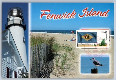 #4282 Banderas de nuestra Nación Delaware Maxi Tarjeta Faro de Fenwick Island Foto 1 de 2