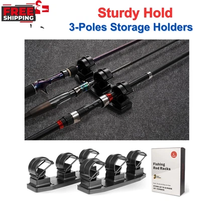 Fishing Rod Racks for Boat/Wall/Truck Bed, 3-Poles Storage Holders With Rubber - Image 1 of 4