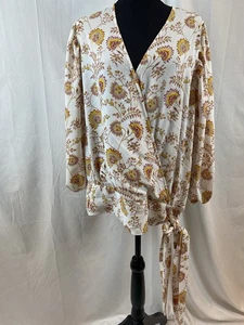 Women’s Fall Floral Side Tie Boho Blouse Top Size 1X - Picture 1 of 10