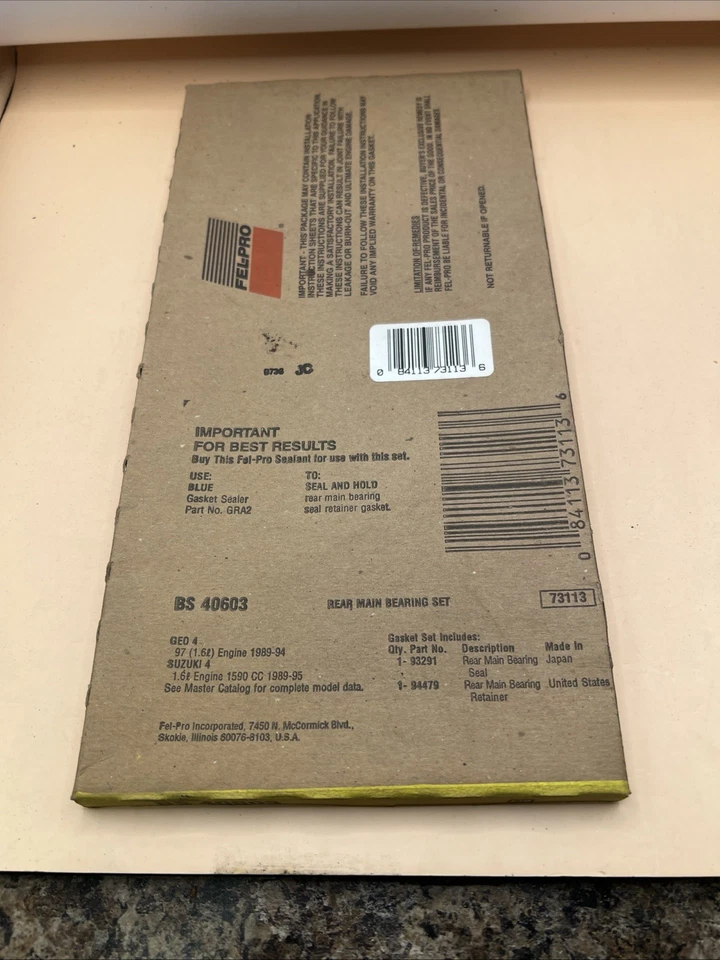 ¡Kit de sellado de cigüeñal Fel-Pro BS40603! ¡Envío gratis! Foto 1 de 3