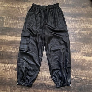 TIBI Celia Drape Pull On Wilt Jogger Black Casual Shiny Pants Small *read - Picture 1 of 13