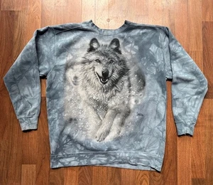 The Mountain Colin Bogle 2013 White Wolf Tye Die Blue Sweatshirt XL EUC - Picture 1 of 8