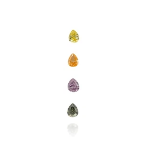 0.25 Carat - 4 Natural Loose Diamond Set Green Orange Pink Yellow Pear VS2-I1 - Picture 1 of 5