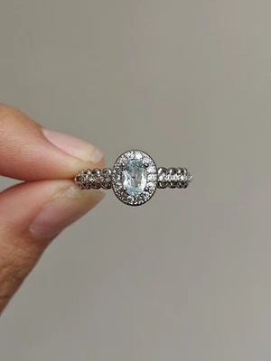 Aquamarine loops lace design Adjustable silver  Plated Ring - Image 1 of 4