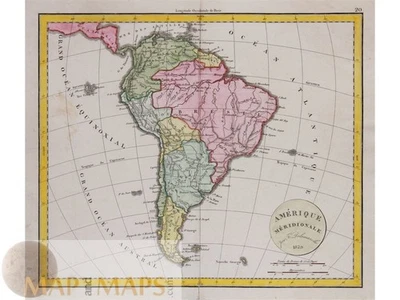 Mapa antiguo de América del Sur Islas Malvinas - Patagonia por Delamarche.1829 Foto 1 de 4