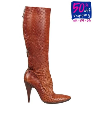 RRP€780 ROCCO P. Leather Boots US7 UK4 EU37 Brown Perforated Made in Italy - Image 1 of 4