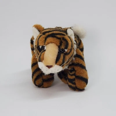 BJ Toys Plush Bengal Tiger Black Stripes Laying Down 10"L Realistic Stuffed Toy - Image 1 of 4