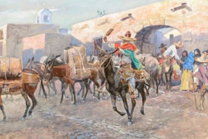 Mexicans Leaving an Inn by Charles M Russell Western Giclee Print + Ships Free - Picture 1 of 3