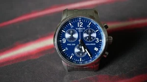 Tissot Quartz PRC 200 Chronograph watch T461 Blue Navy Dial case 39mm date @4 uk - Picture 1 of 22