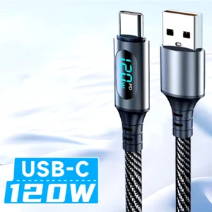 Super Quick Charge Type C, nyLon Data Cable w/digital led charge screen - Picture 1 of 7