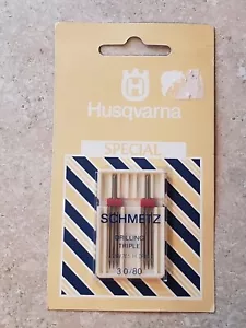 Pkg of 2 Husqvarna Special Schmetz Drilling Triple Sewing Machine Needles - Picture 1 of 3