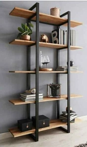 Libreria scaffale in legno e ferro 5 ripiani industriale h200 cm - Foto 1 di 4