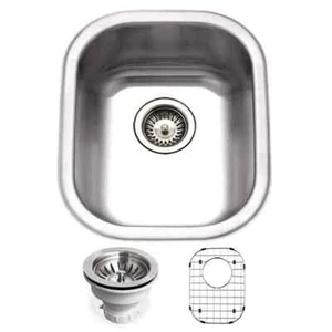 Houzer Club 14 in. Stainless Steel Undermount Single Bowl Bar Sink with Strainer - Picture 1 of 5