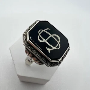 Antiker Siegelring mit Onyx 830er Silber Handarbeit Unikat Gr. 69 signet ring - Bild 1 von 10