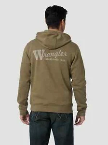 SUDADERA CON CAPUCHA PARA HOMBRE WRANGLER 1947 LOGOTIPO CON CREMALLERA COMPLETA EN OLIVA QUEMADA - Imagen 1 de 3